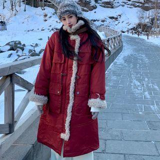 Faux Fur Cargo Long Padded Coat