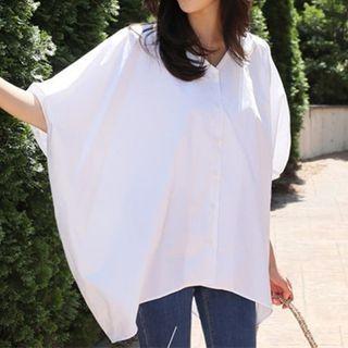 Dolman-sleeve V-neck Blouse