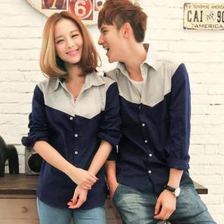 Couple Color-block Shirt