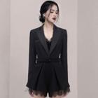 Long-sleeve Lace Panel Romper