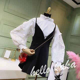 Set: Perforated Blouse + Spaghetti Strap Dress