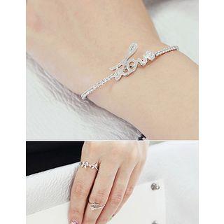 Set Of 3: Lettering Bracelet + Open Rings