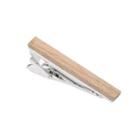 Simple Classic Wooden Geometric Tie Clip Silver - One Size