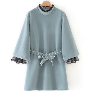 Lace Trim Flared-sleeve Shift Dress