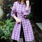 Plaid Lace-up Waist Shirtdress