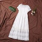 Short-sleeve Crochet Maxi A-line Dress