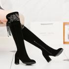 Chunky Heel Lace Detail Over-the-knee Boots