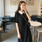 Contrast-collar Dress Black - One Size