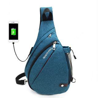Canvas Sling Bag With Usb Charging Port