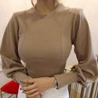 Puff-sleeve T-shirt Coffee - One Size