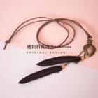 Feather Faux-leather Necklace