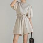 Wide Leg Shorts Beige - One Size