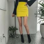 High-waist Wool Blend Fluffy Miniskirt
