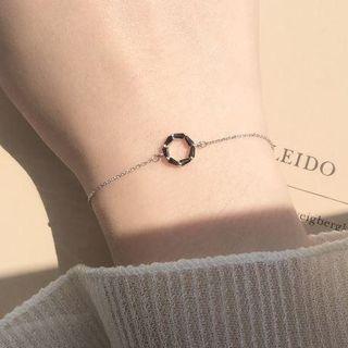 Hoop Bracelet Silver & Black - One Size