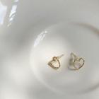 Twisted Heart Ear Studs Gold - One Size