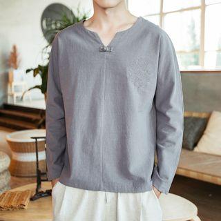 Long-sleeve Frog-button T-shirt