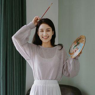 Plain Knit Top Purple - One Size