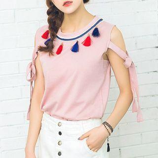 Tasseled Short-sleeve Top