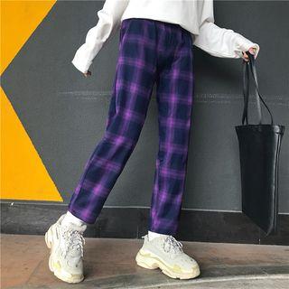 Couple Matching Plaid Straight-cut Pants