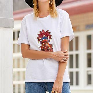 Doll Print Short-sleeve T-shirt