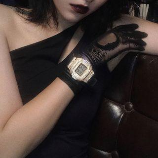 Rhinestone Embellished Digital Strap Watch