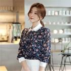 Embellished-collar Floral Print Blouse