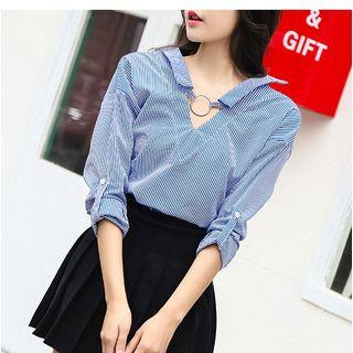 Ring Detail V-neck Blouse