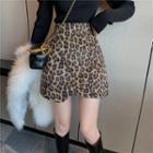 Asymmetrical Leopard Print Mini Pencil Skirt