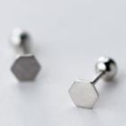 925 Sterling Silver Hexagon Stud Earrings