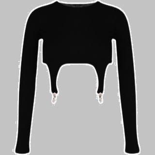 Cropped Hook-up Knit T-shirt