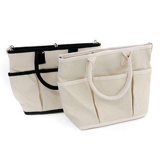 Pocket Accent Canvas Tote With Shoulder Strap