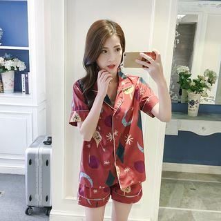 Loungewear Set: Short-sleeve V-neck Shirt + Shorts
