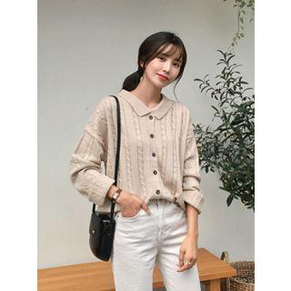 Collared Cable-knit Cardigan