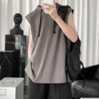 Plain Hooded Sleeveless T-shirt