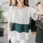 Contrast-trim Perforated-detail A-line Top