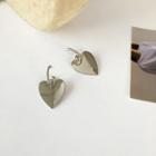 Heart Drop Earring 1 Pair - S925 Silver Needle - Earring - Love Heart - Silver - One Size