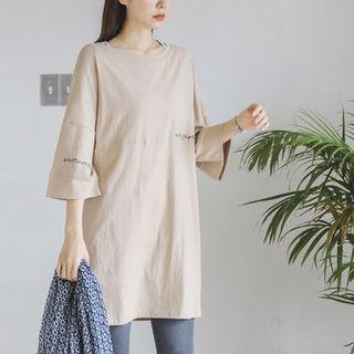 3/4-sleeve Lettering Detail T-shirt Dress