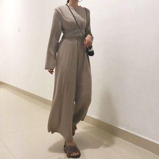 Long-sleeve Wide-leg Jumpsuit
