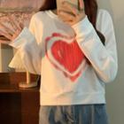 Heart Print Round-neck Sweatshirt