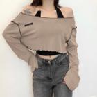 Set: Long-sleeve T-shirt + Halter Neck Top
