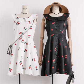 Peter Pan-collar Cherry-print Tank Dress