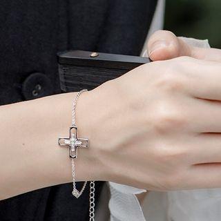 Rhinestone Alloy Cross Dangle Earring 1 Piece - Silver - One Size
