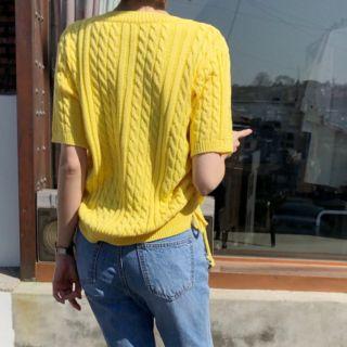 Drawstring-side Cable-knit Top