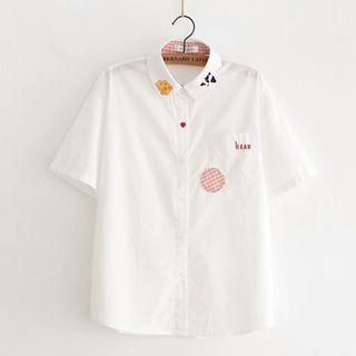 Short-sleeve Embroidered Cartoon Shirt