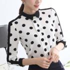 Dotted Panel Long-sleeve Blouse