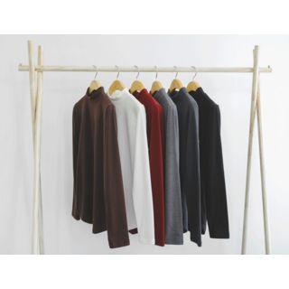 Long Sleeve Mock-neck Brushed-fleece Lined Top