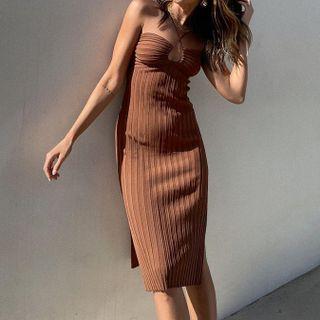 Cross Strap Knitted Maxi Dress