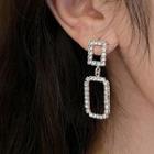 Rhinestone Drop Earring 1 Pair - Earrings - Frame - Silver - One Size