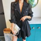 Set: Tie-wait Sheer Jacket + Spaghetti-strap Bodycon Minidress