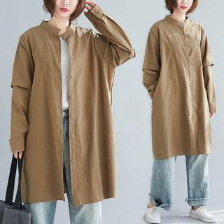 Linen Long Shirt Coffee - One Size